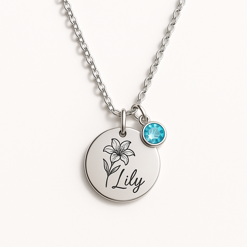Boost Your Jewelry Brand with Custom Birth Month Flower Birthstone Charm Necklace: OEM Stainless Steel Solutions