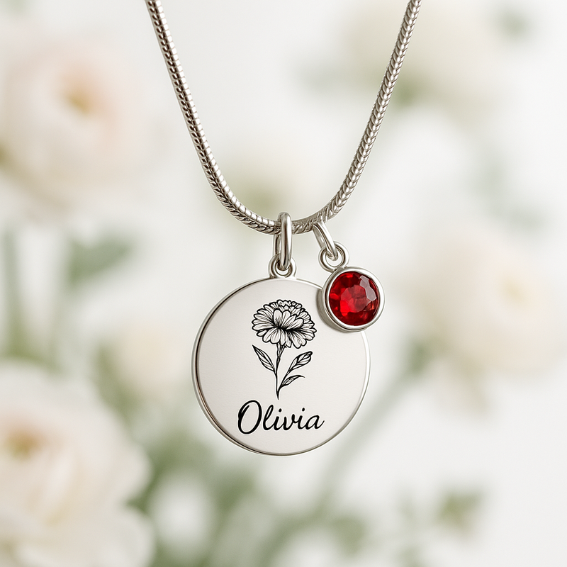 Custom Birth Month Flower Birthstone Charm Necklace: A Personalized Jewelry Gift Solution for Wholesale Manufacturers