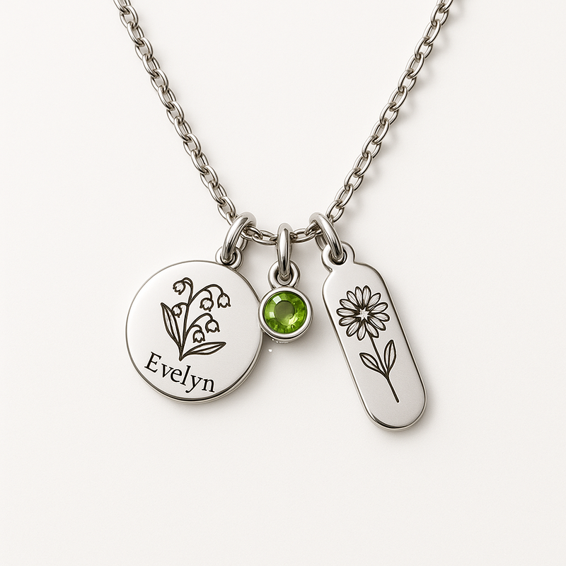 Boost Your Jewelry Business with Custom Birth Month Flower Birthstone Charm Necklace: Low MOQ & High Profit Potential