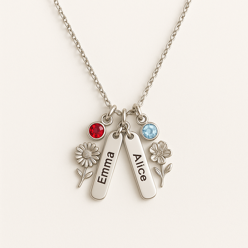 Custom Birth Month Flower Birthstone Charm Necklace: Boost Sales with Durable, Personalized Wholesale Designs