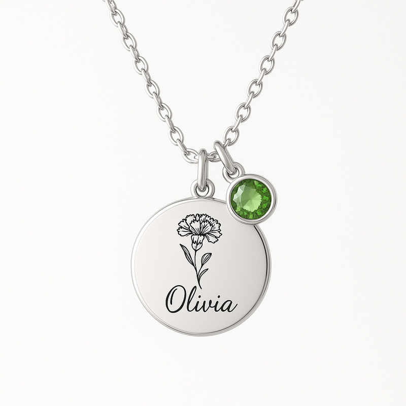 Custom Birth Month Flower Birthstone Charm Necklace: OEM/ODM Stainless Steel Jewelry Solutions for Wholesale Success