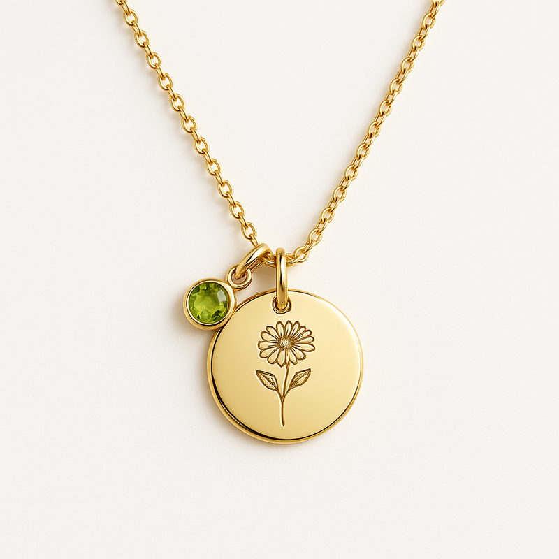 Custom Birth Month Flower Birthstone Charm Necklace: The Perfect Personalized Birthstone Flower Jewelry Gift for Your Clients