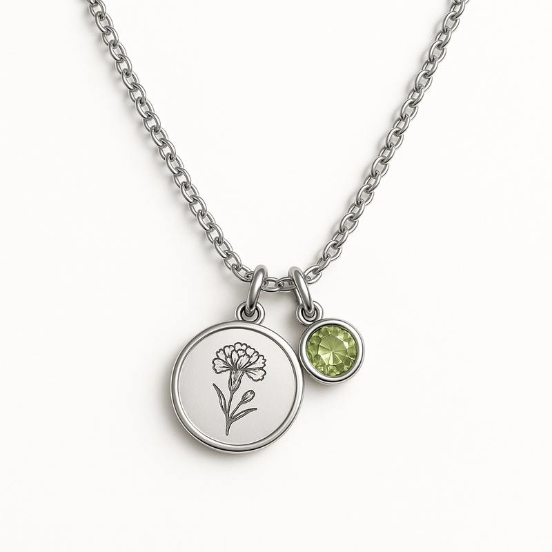 Custom Birth Month Flower Birthstone Charm Necklace: Boost Your Brand with OEM Stainless Steel Customization