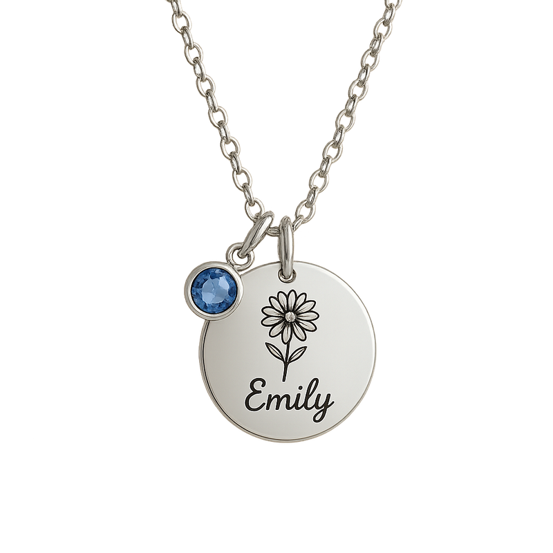 Custom Birth Month Flower Birthstone Charm Necklace: Boost Business with Personalized, Durable Stainless Steel Designs