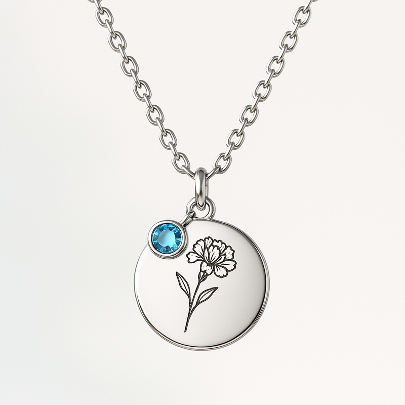 Custom Birth Month Flower Birthstone Charm Necklace: A Personalized Floral Birthstone Jewelry Gift for Business Growth in the Stainless Steel Industry