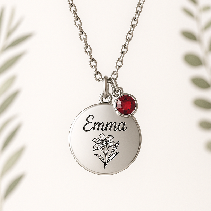 Custom Birth Month Flower Birthstone Charm Necklace: OEM Stainless Steel Jewelry for Low MOQ Business Growth