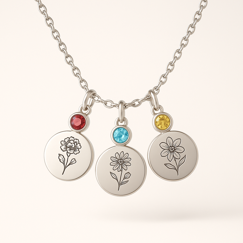 Boost Business Growth with Custom Birth Month Flower Birthstone Charm Necklaces: Low MOQ & Design Service