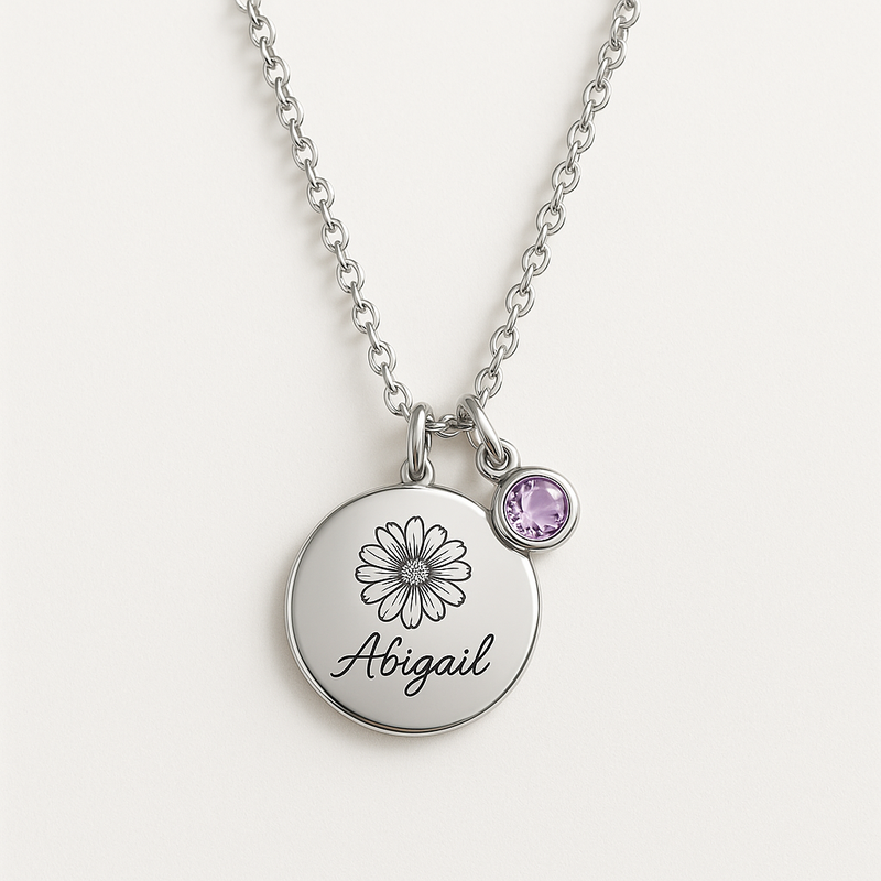 Boost Wholesale Sales with Custom Birth Month Flower Birthstone Charm Necklace: Durable Stainless Steel for OEM/ODM