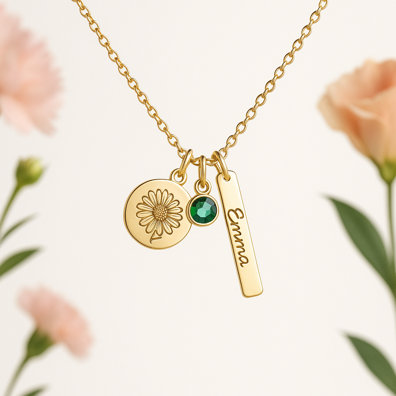 Custom Birth Month Flower Birthstone Charm Necklace: The Latest Trend in Personalized Flower and Birthstone Jewelry for Wholesale Manufacturing