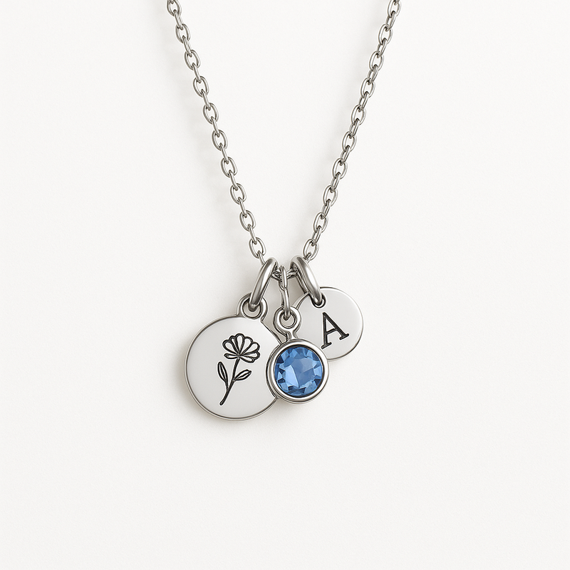 Custom Birth Month Flower Birthstone Charm Necklace: Wholesale Stainless Steel Solutions for Personalized Jewelry Brands