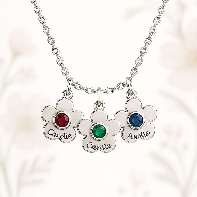 Custom Birthstone Flower Charm Necklace: Boost Business with Personalized Birth Month Jewelry for Moms & OEM-Ready Designs