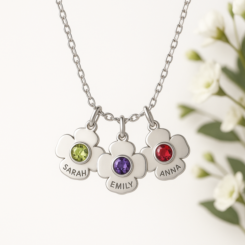 Custom Birthstone Flower Charm Necklace: Boost Business with Personalized, Durable Designs for Wholesale Growth
