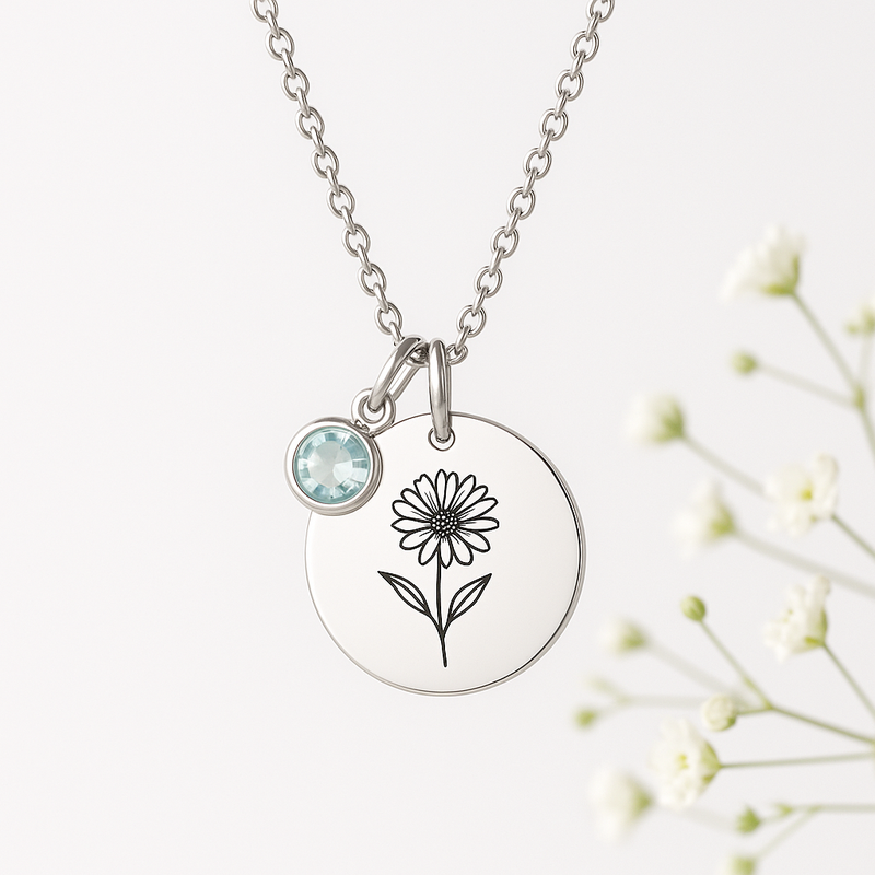 Custom Birth Month Flower Birthstone Charm Necklace: Wholesale Floral Jewelry That Boosts Brand Appeal