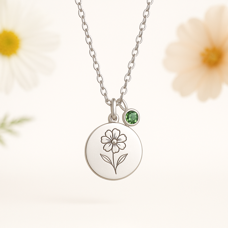 Custom Birth Month Flower Birthstone Charm Necklace: Low MOQ OEM Jewelry for Brand Growth & Customization