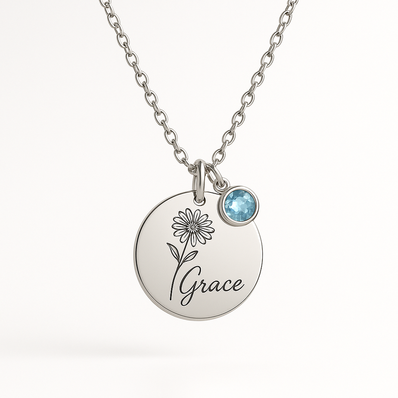 Boost Business Growth with Custom Birth Month Flower Birthstone Charm Necklace: OEM Stainless Steel Solutions