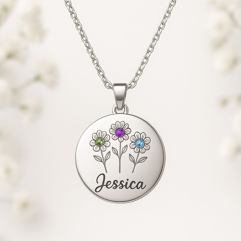 Custom Birthstone Flower Necklace: Boost Business with Low MOQ, Durable Design & Customization in Stainless Steel Jewelry