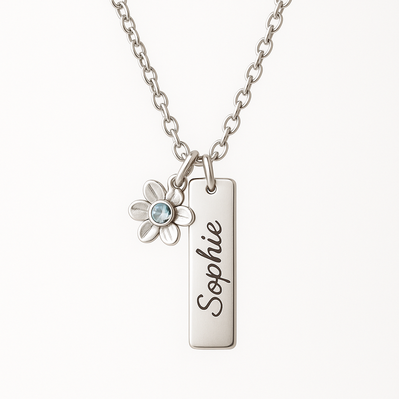 Custom Birthstone Flower Charm Necklace: Boost Wholesale Jewelry Sales with Personalized Birth Month Designs & Name Options
