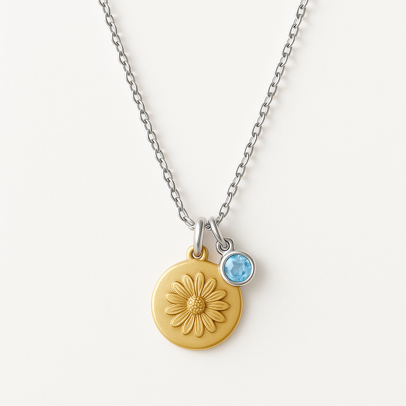Custom Birth Month Flower Birthstone Charm Necklace: Personalized Birth Flower & Birthstone Jewelry for Her – Wholesale Solutions for Jewelry Brands