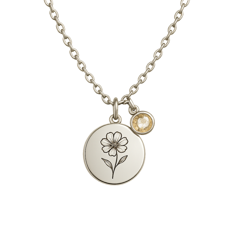 Custom Birth Month Flower Birthstone Charm Necklace: OEM Stainless Steel Solutions for Business Growth