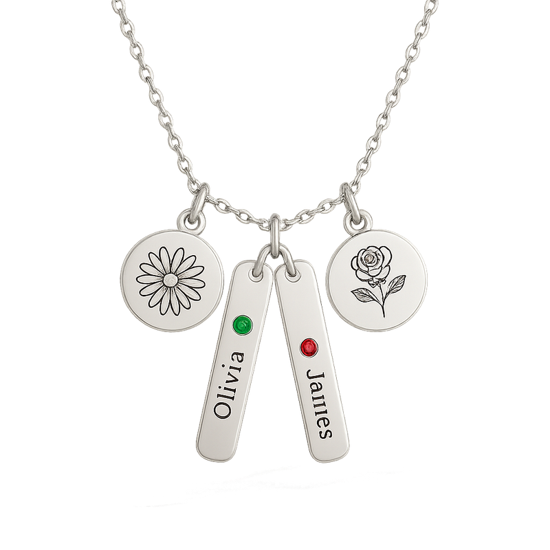 Custom Birth Month Flower Birthstone Charm Necklace: Wholesale Customization Trends in Stainless Steel Jewelry