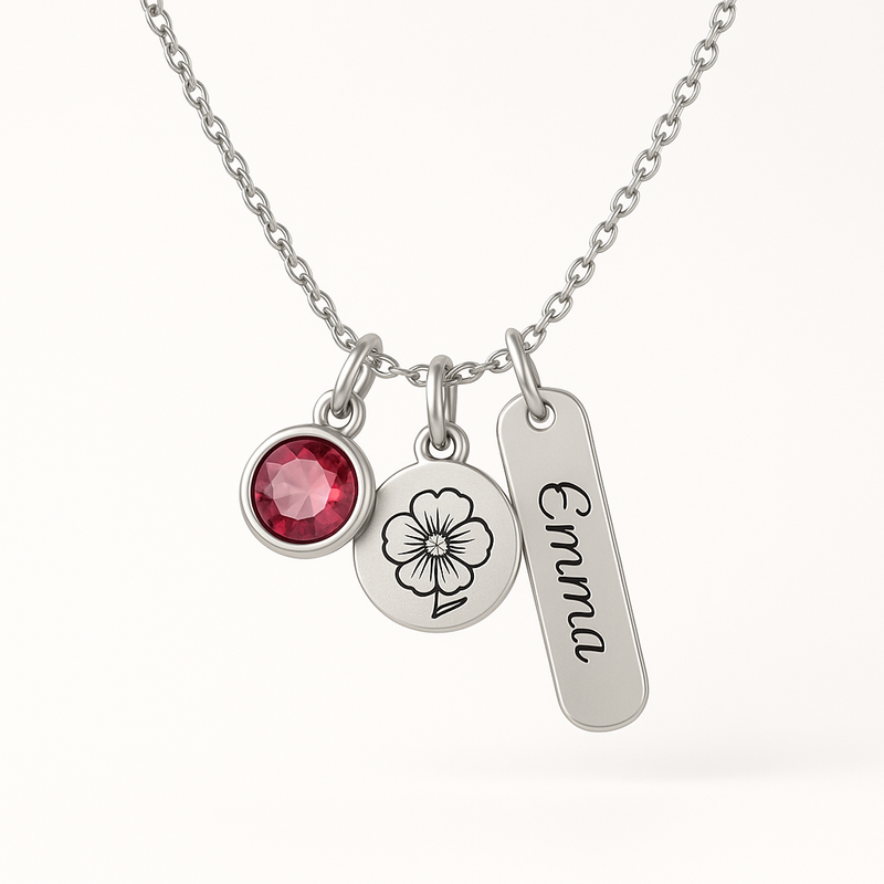 Boost Business with Custom Birth Month Flower Birthstone Charm Necklaces: Wholesale Customization & Quality Stainless Steel Manufacturing