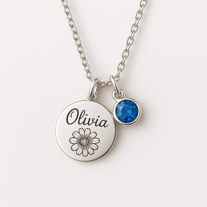 Custom Birth Month Flower Birthstone Charm Necklace: The Perfect Personalized Birth Flower and Birthstone Pendant for Handmade Jewelry Gifts