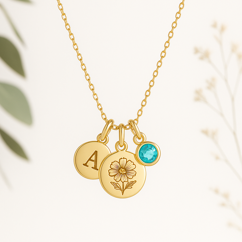 Custom Birth Month Flower Birthstone Charm Necklace: Elevating Your Jewelry Brand with Personalized Floral and Birthstone Designs