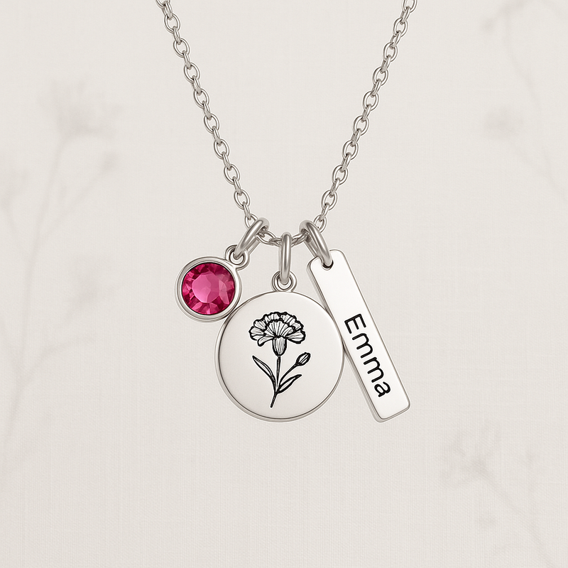 Custom Birth Month Flower Birthstone Charm Necklace: Boost Your Jewelry Line with Personalized OEM Stainless Steel Designs