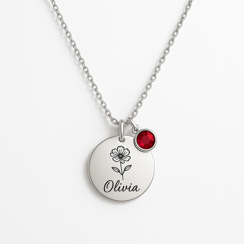 Custom Birth Month Flower Birthstone Charm Necklace: Boost Business with Durable OEM Stainless Steel Jewelry