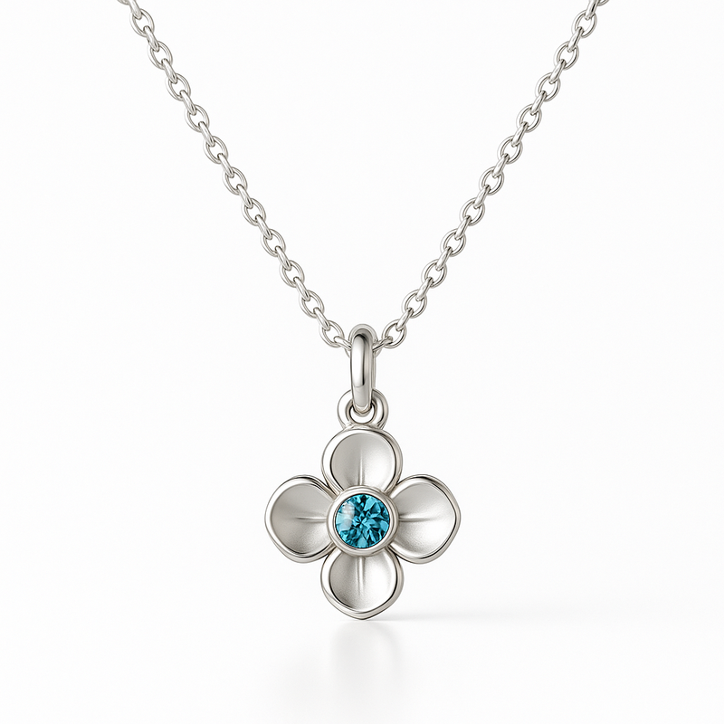 Custom Birthstone Flower Charm Necklace: A Perfect Choice for Personalized Birth Month Jewelry for Mom and Handmade Birth Flower Birthstone Pendants