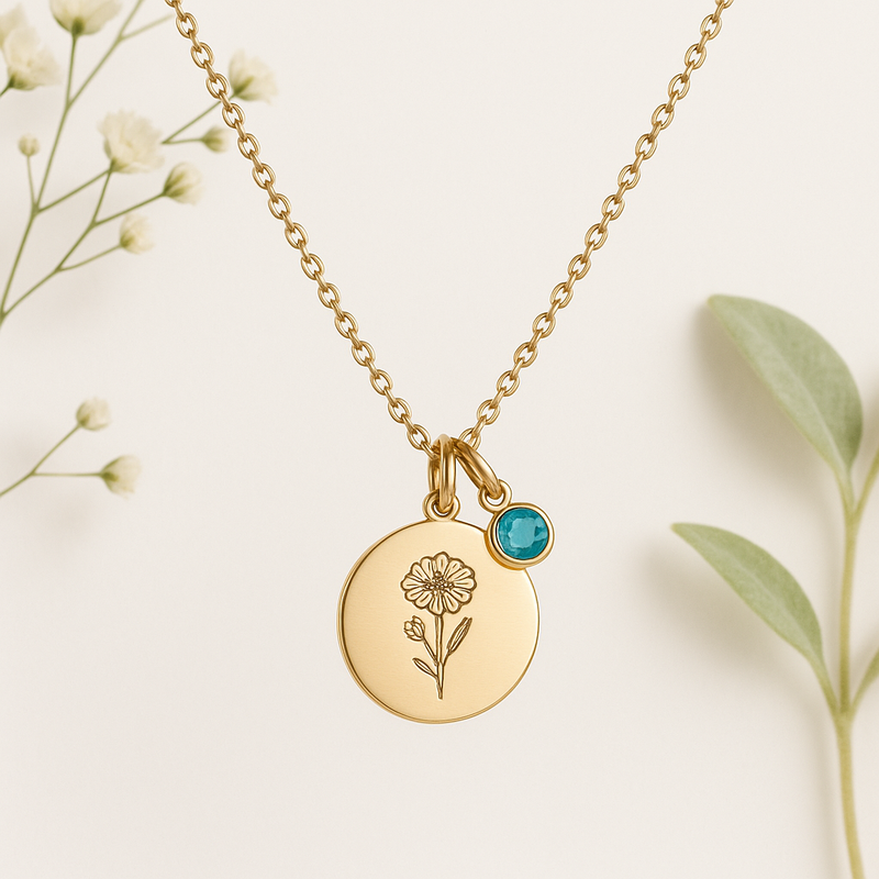 Custom Birthstone Charm Necklace: A Trendy Personalized Birth Month Flower Necklace for Business Growth in Wholesale Jewelry