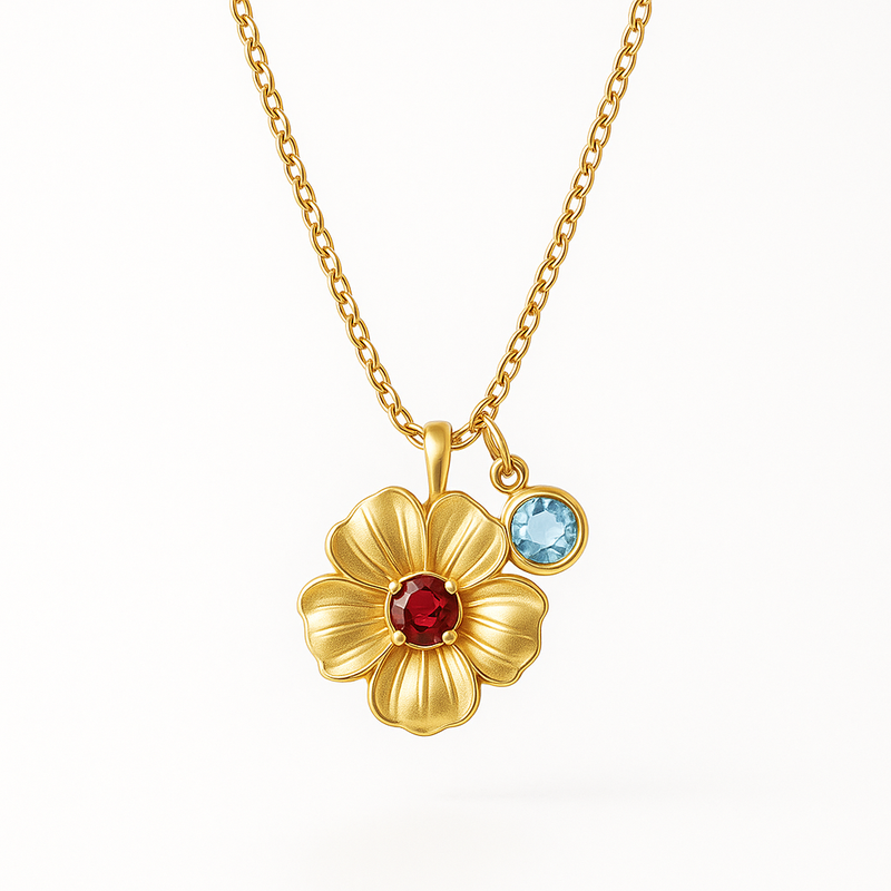 Custom Birthstone Flower Charm Necklace: Boost Business with Personalized Birth Month Jewelry Gifts & OEM Floral Designs