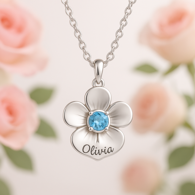Custom Birthstone Flower Charm Necklace: Boost Your Brand with Durable, Low MOQ Personalized Jewelry