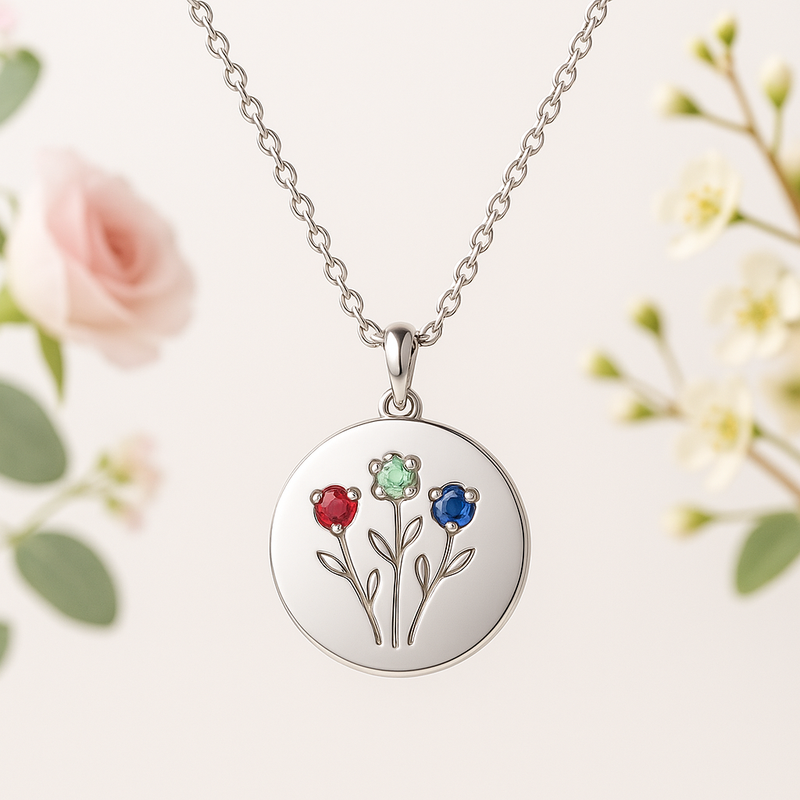 Custom Birthstone Flower Necklace: Boost Sales with Personalized Birth Month Jewelry for Mom in Durable Stainless Steel