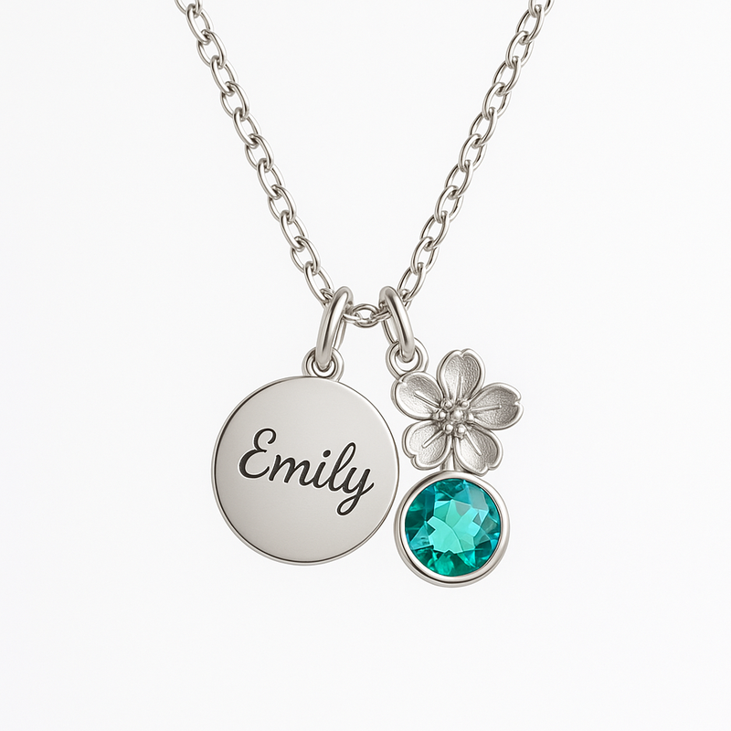 Custom Birthstone Flower Charm Necklace: Boost Sales with Personalized Birth Month Jewelry Gifts for B2B Growth