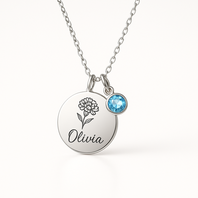 Custom Birth Month Flower Birthstone Charm Necklace: Boost Your Brand with Low MOQ & Unique Designs