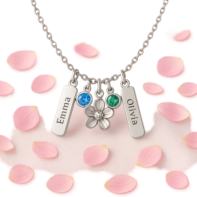 Custom Birthstone Flower Charm Necklace: Boost Sales with Personalized Jewelry for Moms & Handmade Floral Pendants