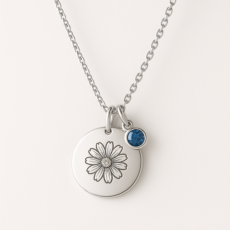 Custom Birth Month Flower Birthstone Charm Necklace: Boost Your Jewelry Brand with Durable, Engraved Floral Designs