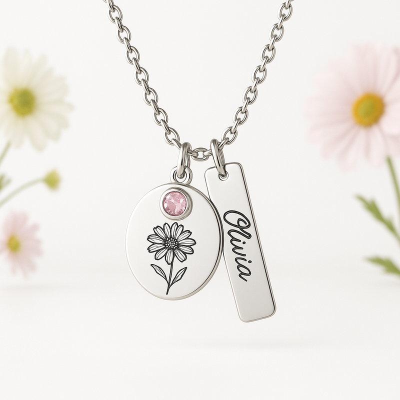 Custom Birth Month Flower Birthstone Charm Necklace: Boost Your Jewelry Brand with High-Demand Personalized Floral Designs