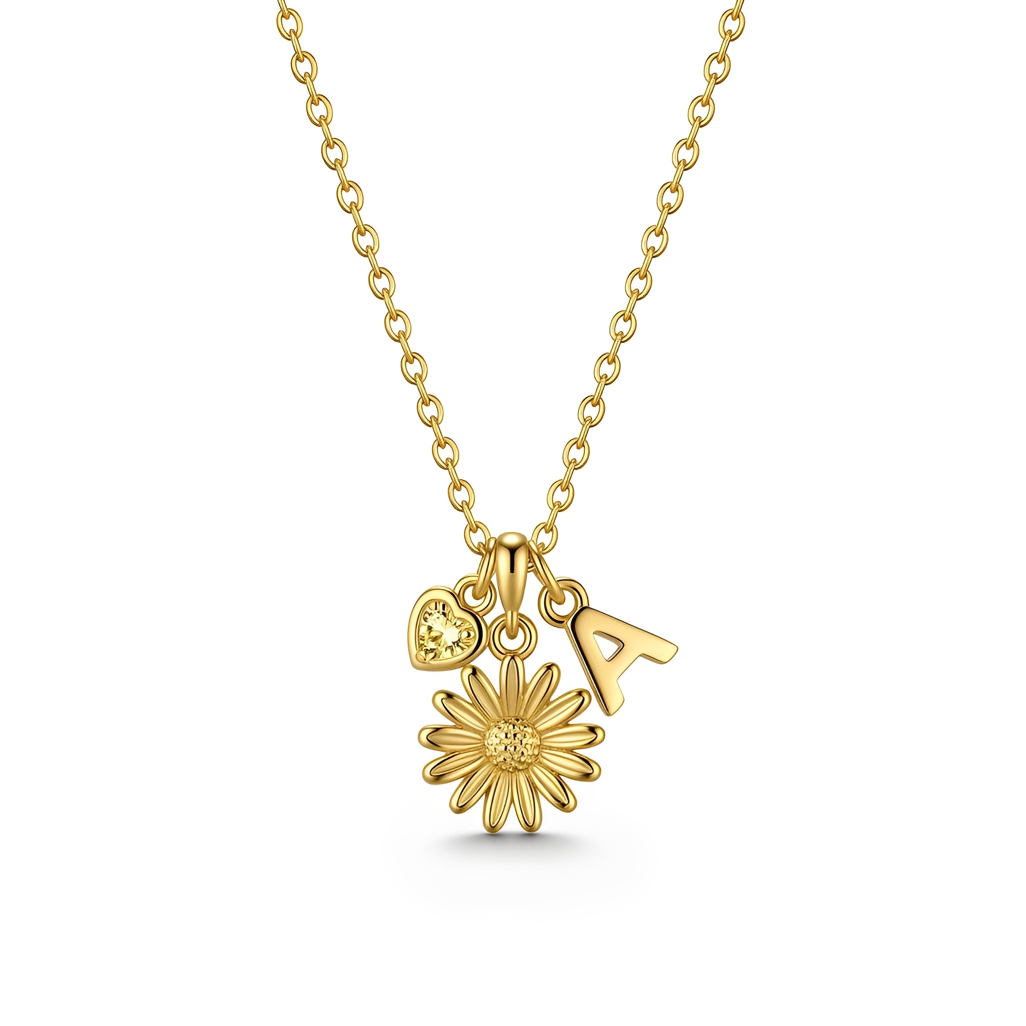 Custom Flower Charm Necklace - Personalized Letter Charm Necklace with Daisy Birthstone Pendant Necklace for a Unique, Thoughtful Gift