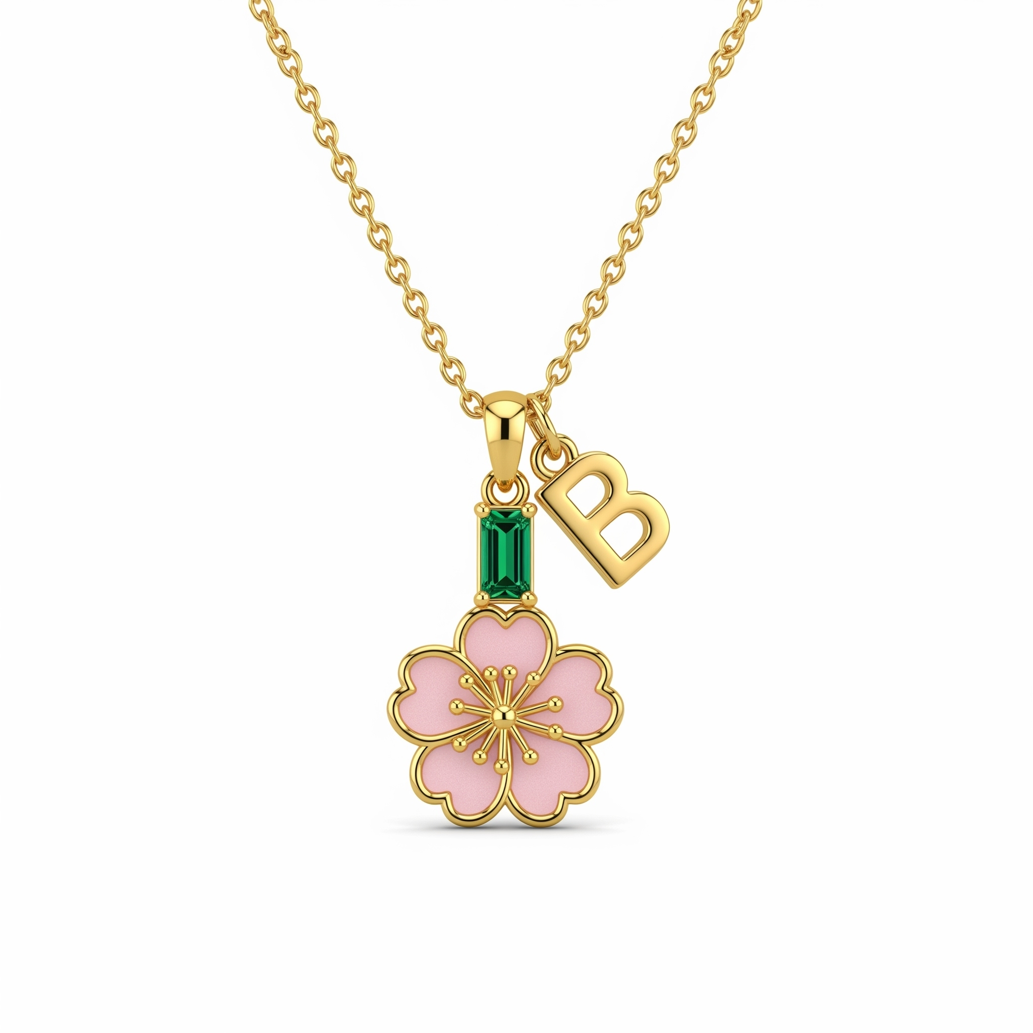 Custom Birth Month Flower Birthstone Charm Necklace - Personalized Flower and Birthstone Pendant with Custom Name Birth Flower Jewelry