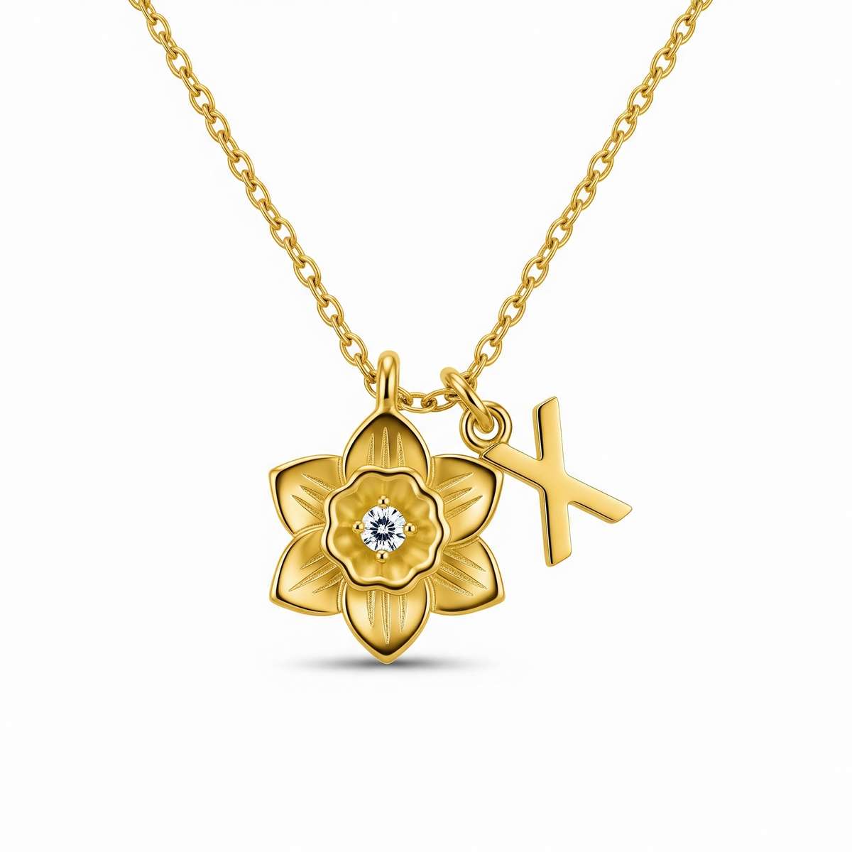 Custom Birth Month Flower Birthstone Charm Necklace – Personalized Flower and Birthstone Name Necklace – Elegant Custom Floral Birthstone Pendant for Mom
