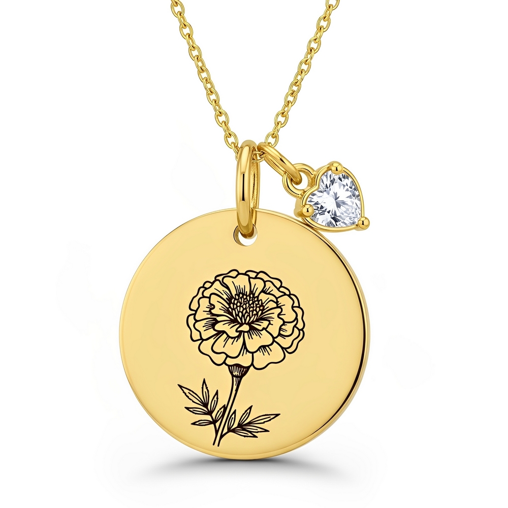 Elegant Custom Birth Month Flower Necklace – Personalized Flower Birthstone Jewelry with Delicate Details – Unique Floral Birthstone Charm Necklace Gift for Her