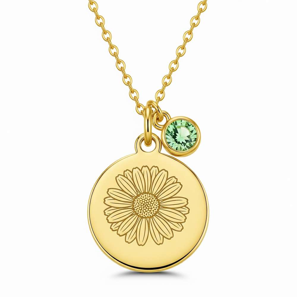Elegant Custom Birthstone Charm Necklace – Personalized Birth Month Flower Necklace with Meaning – Handcrafted Custom Birthstone Jewelry Gift for Her