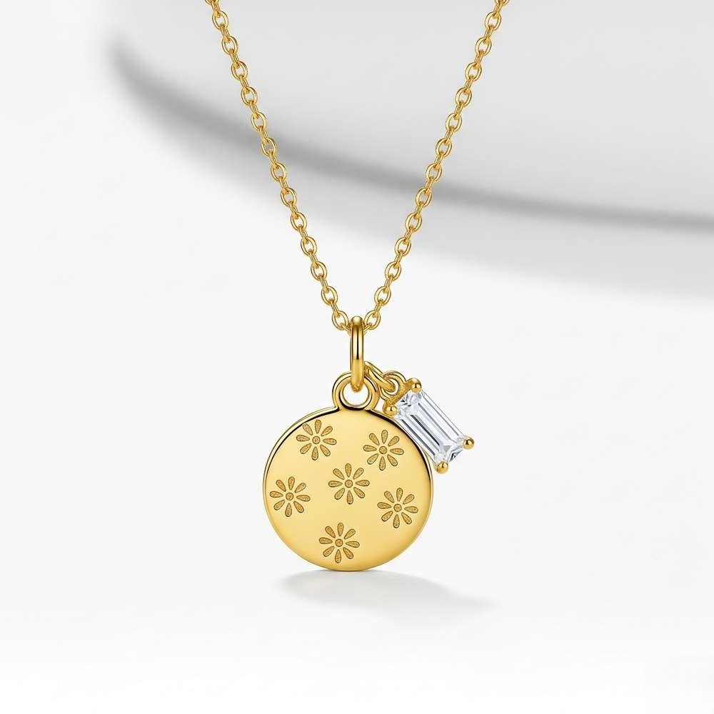 Custom Birth Month Flower Birthstone Charm Necklace – Personalized Birth Flower and Birthstone Necklace – Custom Floral Birthstone Pendant for Her