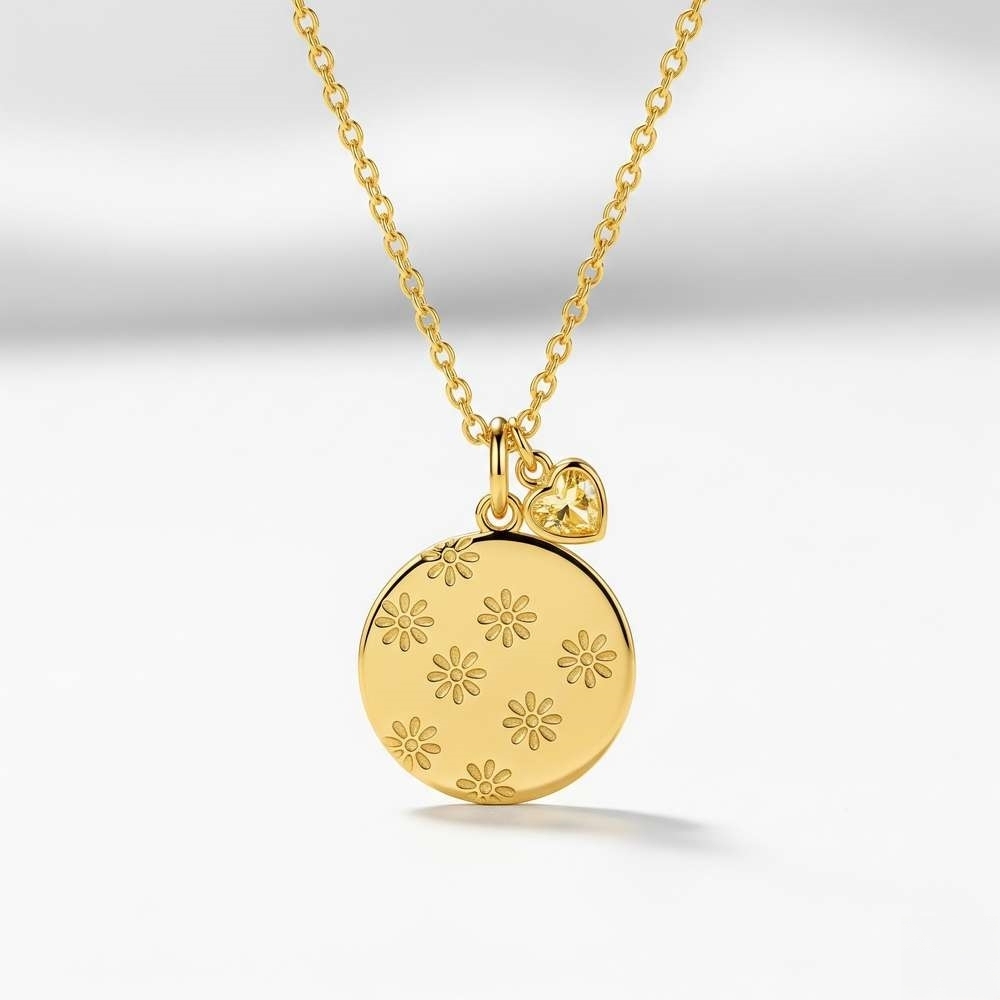 Elegant Custom Birthstone Charm Necklace with Daisy Flower Pendant – Personalized Floral Jewelry Gift for Her