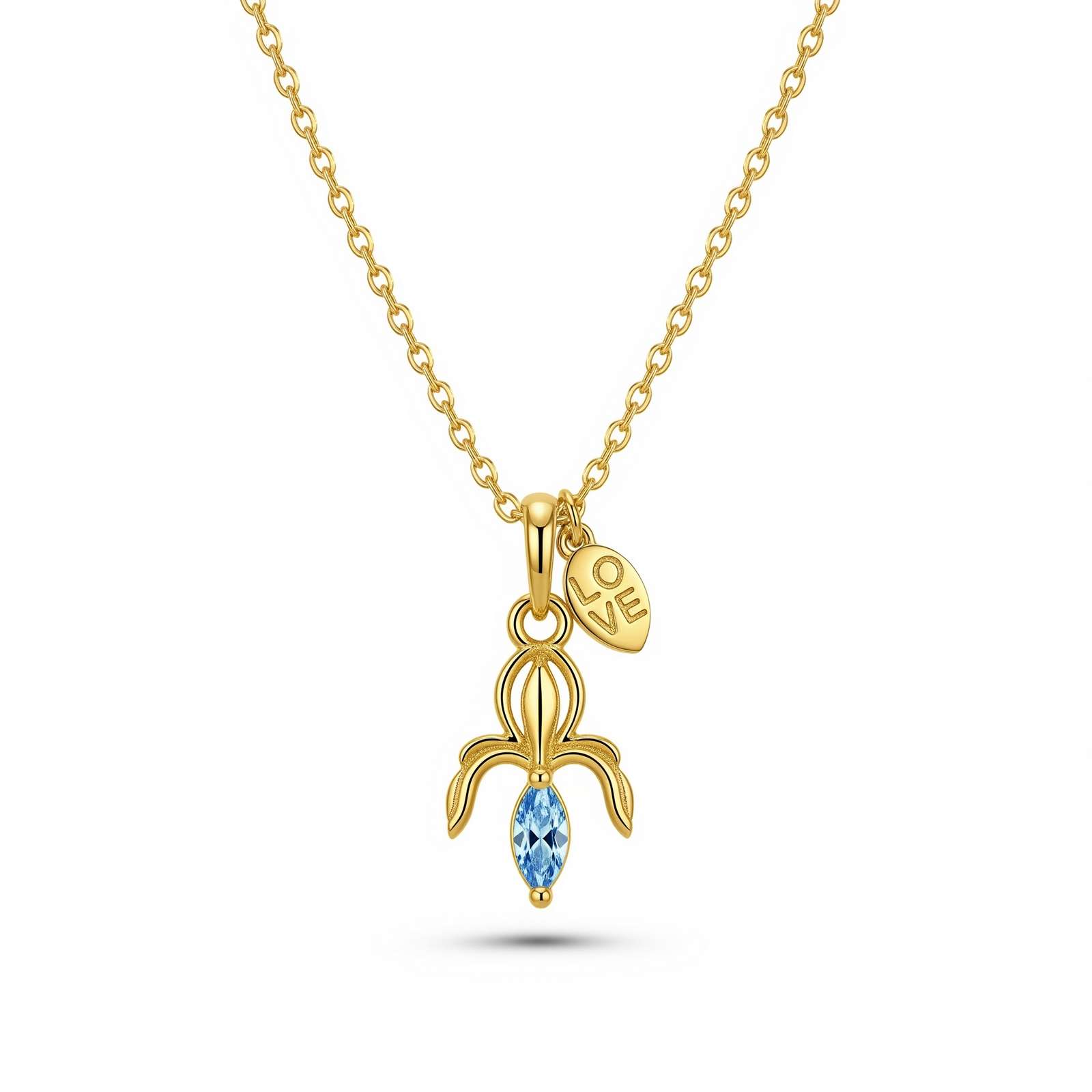 Custom Birth Month Flower Birthstone Charm Necklace, Gold Banana Pendant Necklace with Blue Gemstone, Dainty Fruit Charm Necklace for Women – Unique, Playful Design with Personalized Touch, Perfect Gift for All Occasions