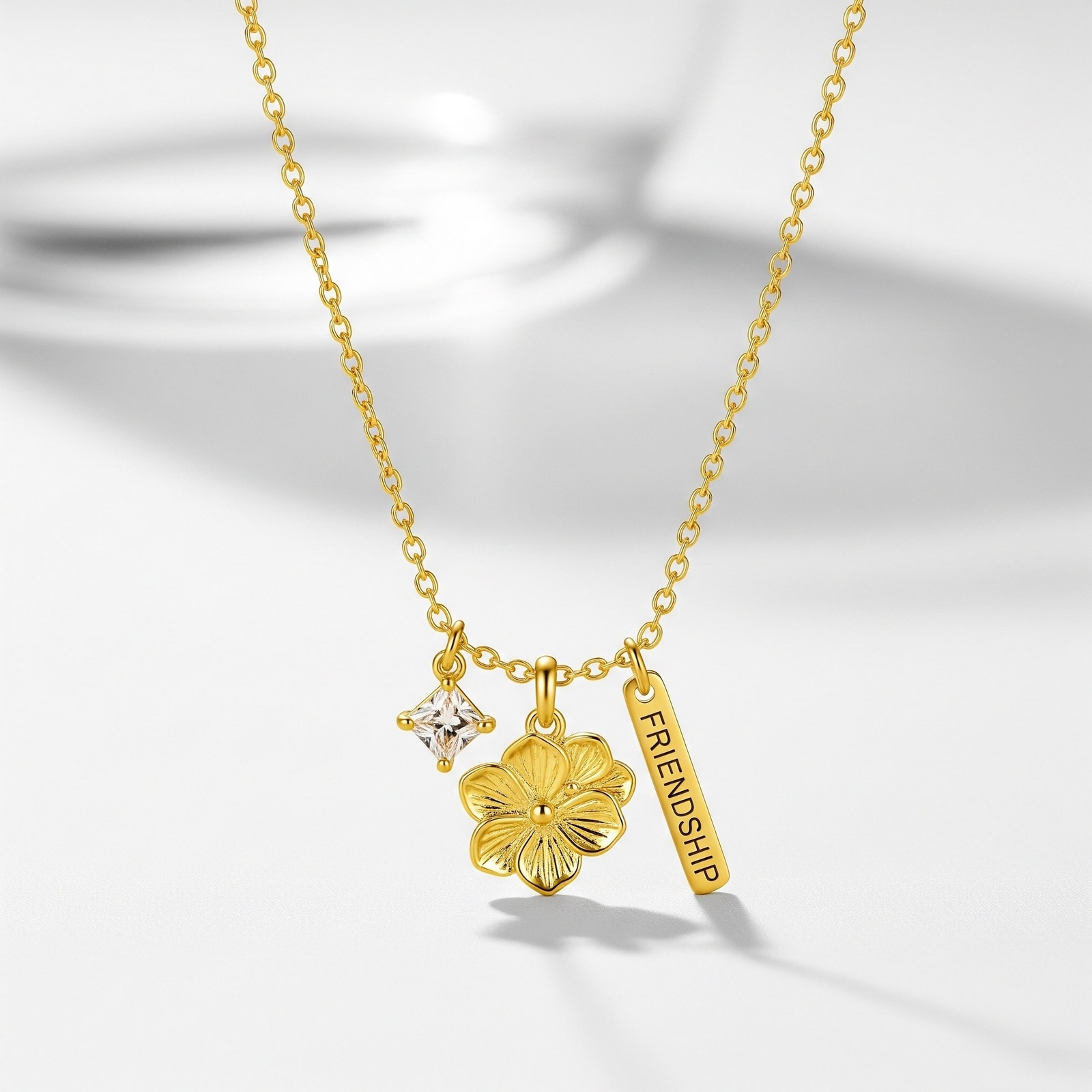 Custom Birth Month Flower Friendship Necklace – Personalized Gold Friendship Charm Necklace with Dainty Floral Birthstone, Perfect Best Friend Gift