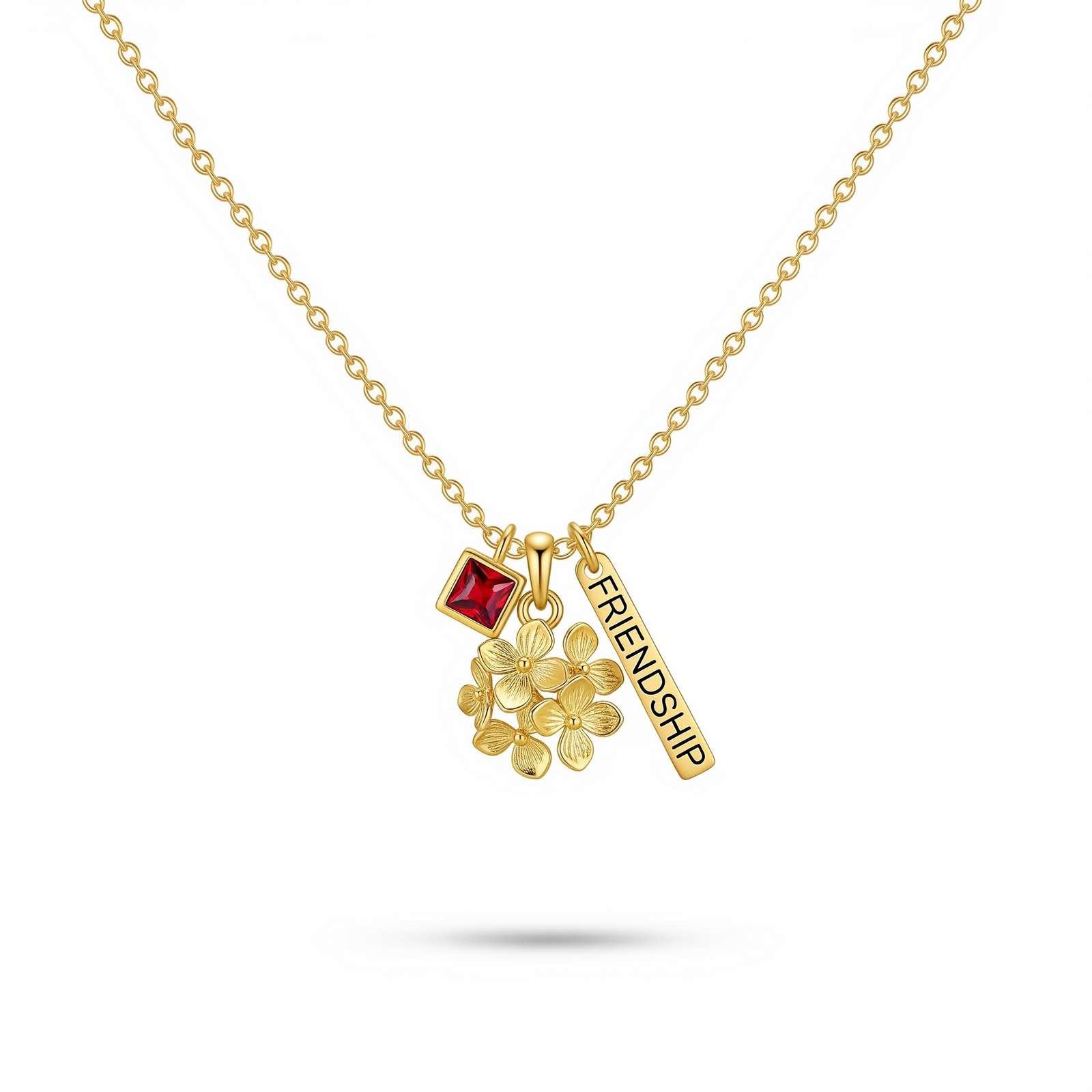 Custom Birth Month Flower Birthstone Charm Necklace – Personalized Birth Flower Pendant Necklace with Bespoke Birthstone Floral Charm Jewelry Elegance