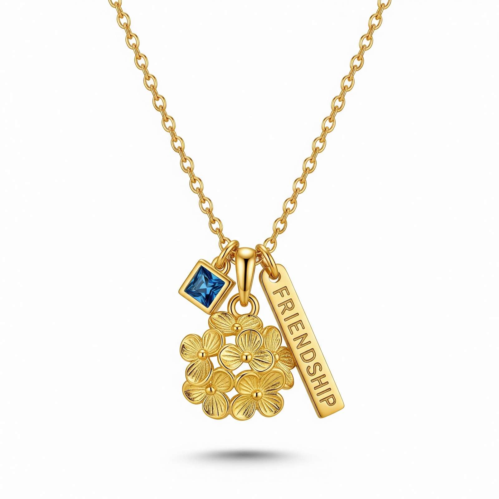 Custom Friendship Flower Birthstone Necklace – Personalized Friendship Charm Necklace for Women – Dedicate Women's Gift Custom Birth Month Necklace